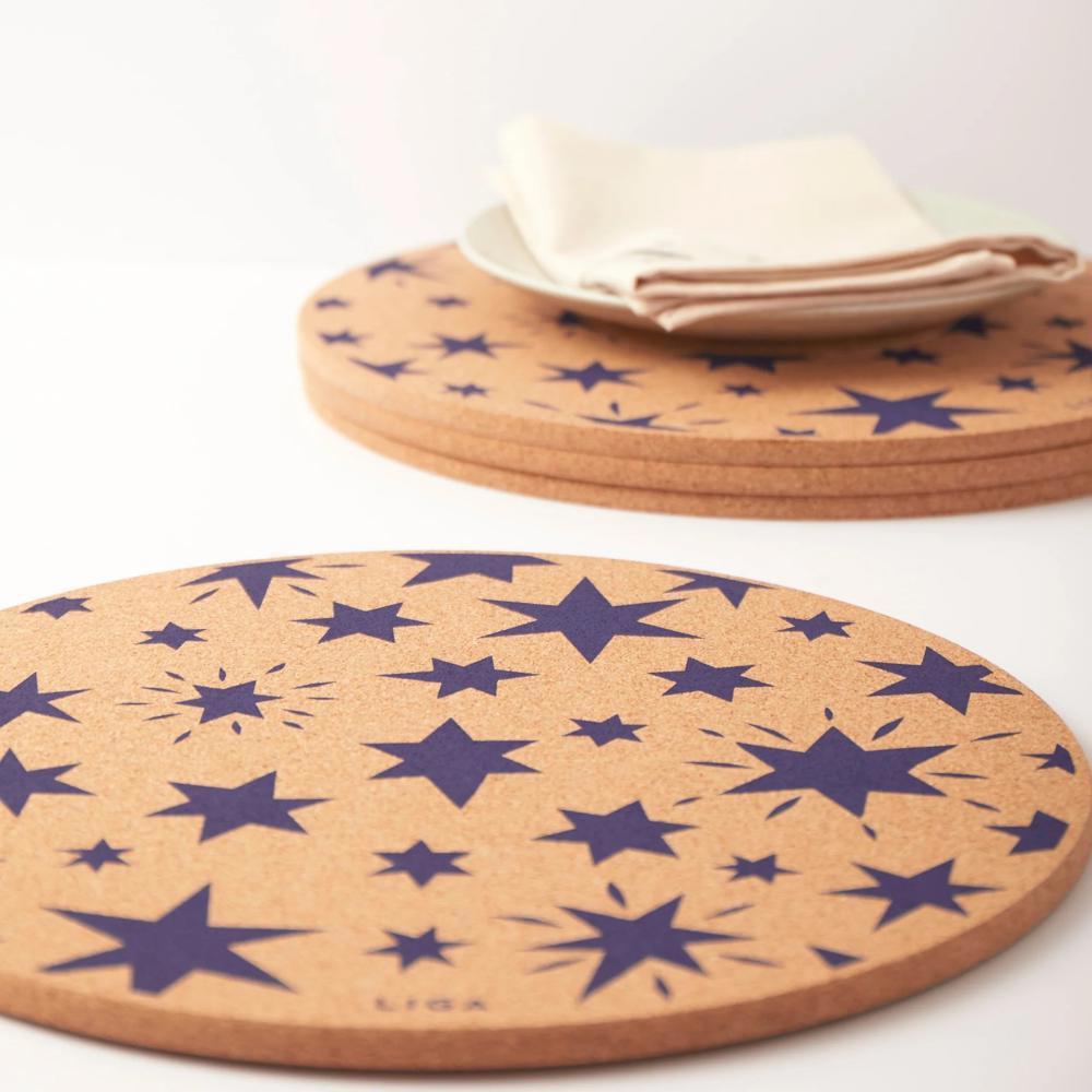 Liga Navy Stars Cork Placemats Set of 4